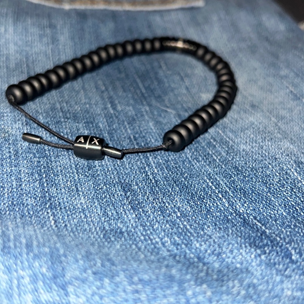 Unisex black Armani Exchange bead bracelet